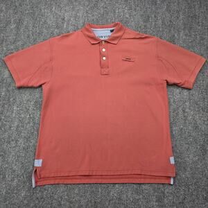 Orvis Shirt Mens Large Red Coral Salmon Cotton Pique Polo Casual Outdoor Fishing